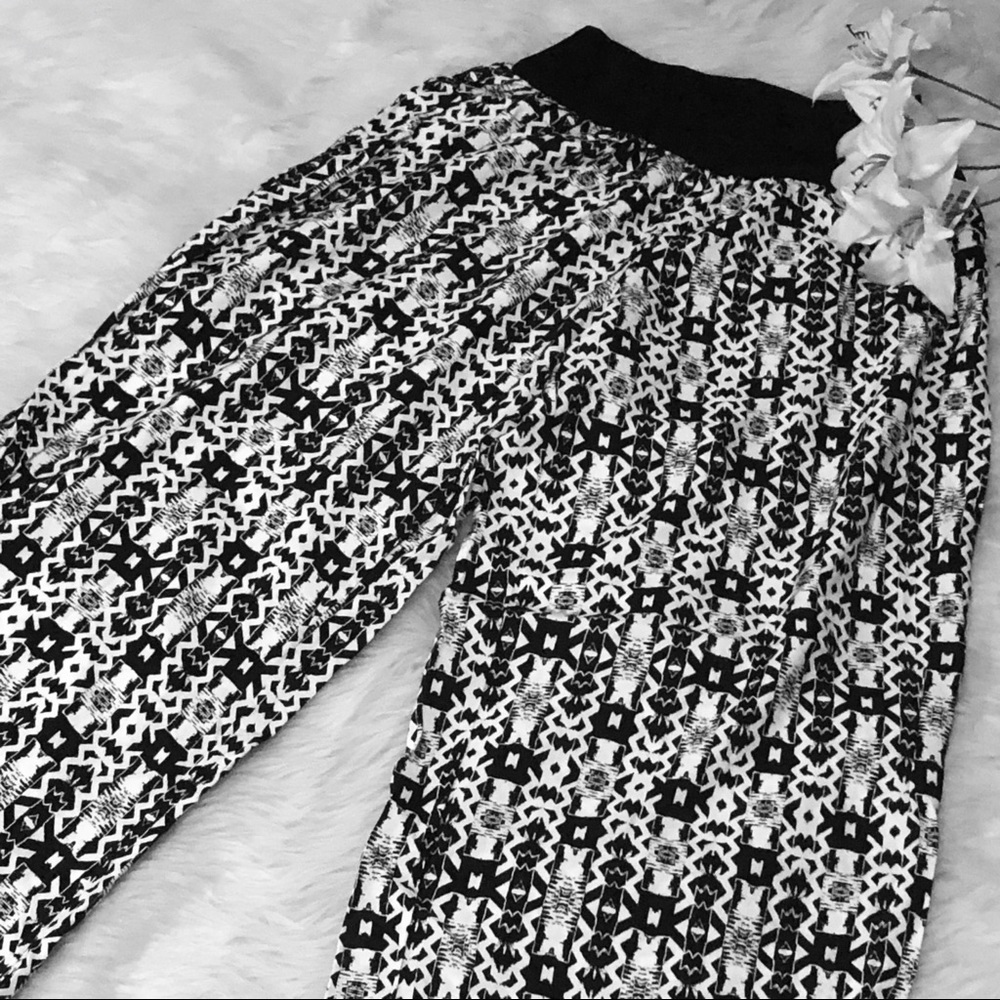 Black/White Wide Leg Pants